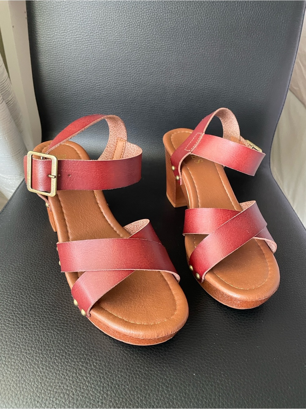 Leather Platform Clog Heels